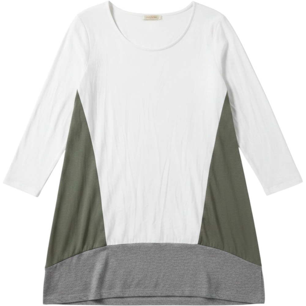 Dolan Left Coast Collection Colorblock Tunic Top White Olive Gray Medium Basic